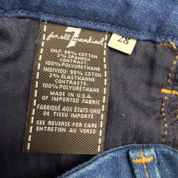 7 FOR ALL MANKIND  Mid-Rise Skinny Jeans Brown Faux-Leather Tuxedo Stripe Sz 28 - Picture 5 of 10